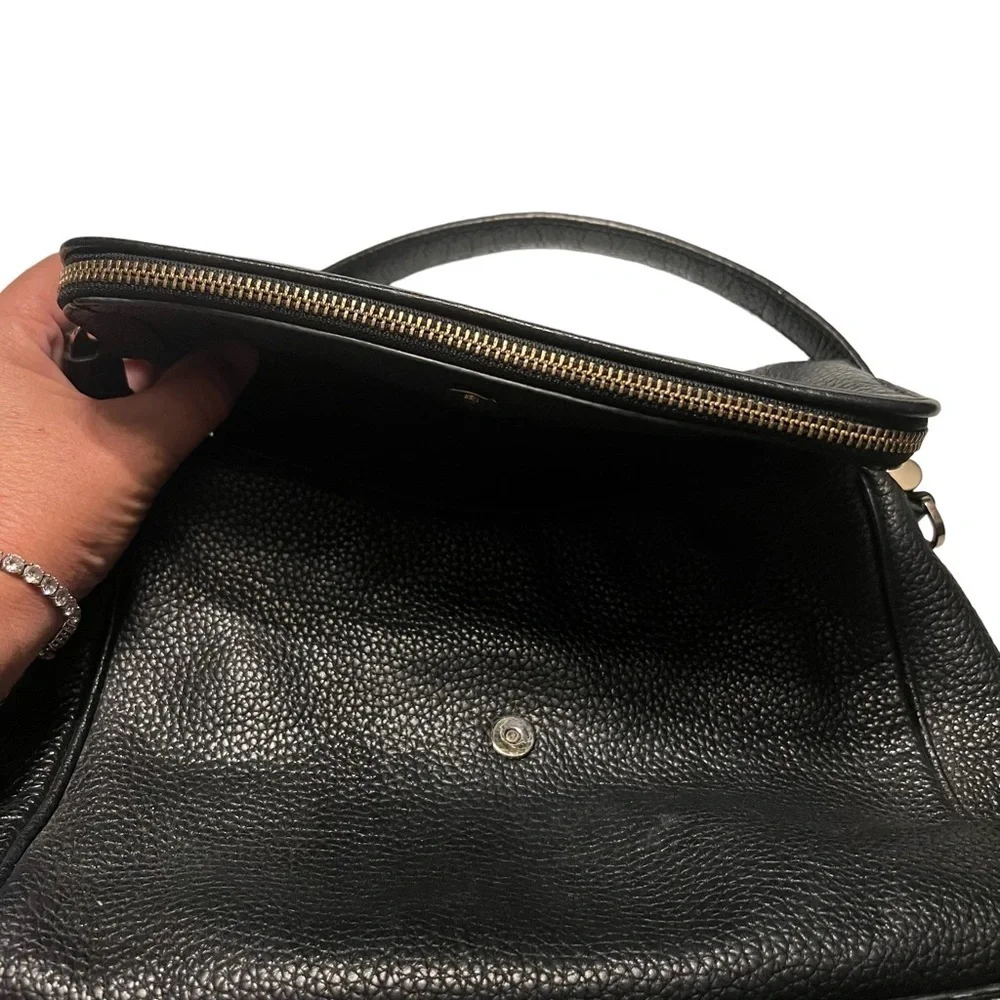KATE SPADE New York Mini Carmen Southport Avenue Leather Fold-Over Bag Black